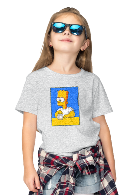 Children's t-shirt with prints Bart is a beer lover. Bart, bart simpson, cartoon characters, cartoons, simpsons, ukrainian flag. 2070702