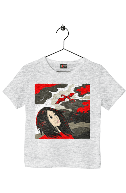 Children's t-shirt with prints Girl and dragon. Dragon, fantasy, romance, young woman. 2070702