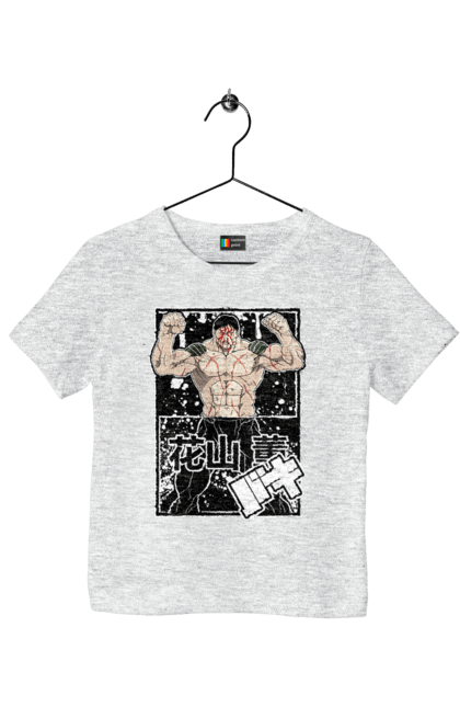 Футболка дитяча з принтом "Боєць Бакі Ханаяма Каору". Anime, baki, baki the grappler, kaoru hanayama, manga, аніме, боєць баки, манга, ханаяма, ханаяма каору. 2070702