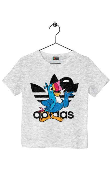 Футболка детская с принтом Adidas Тукан Сэм. Adidas, froot loops, toucan sam, адидас, москот, тукан сэм. 2070702