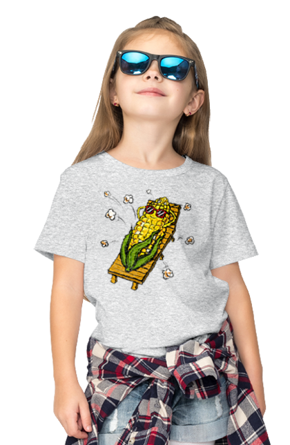 Children's t-shirt with prints Corn Suns On A Lounger. Corn, lounger, popcorn. 2070702