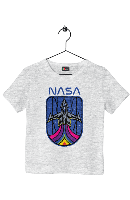 Children's t-shirt with prints NASA. Aeronautics, astronautics, aviation, nasa, research, rocket, science, space, technologies, usa. 2070702