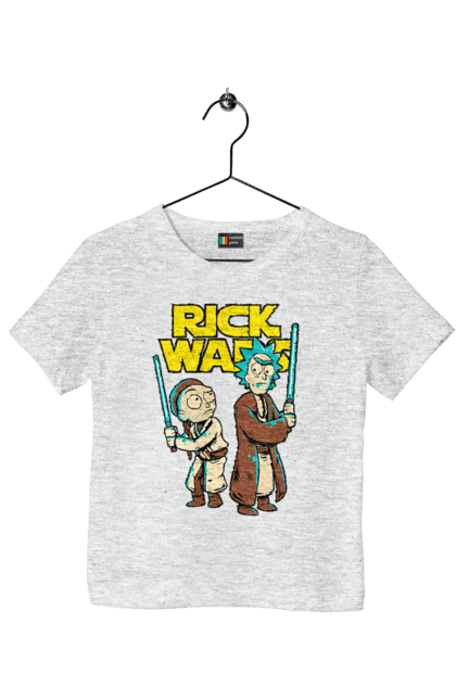 Children's t-shirt with prints Rick and Morty. Adventures, black humor, cartoon, rick, rick and morty, sci-fi, star wars, tragicomedy. 2070702