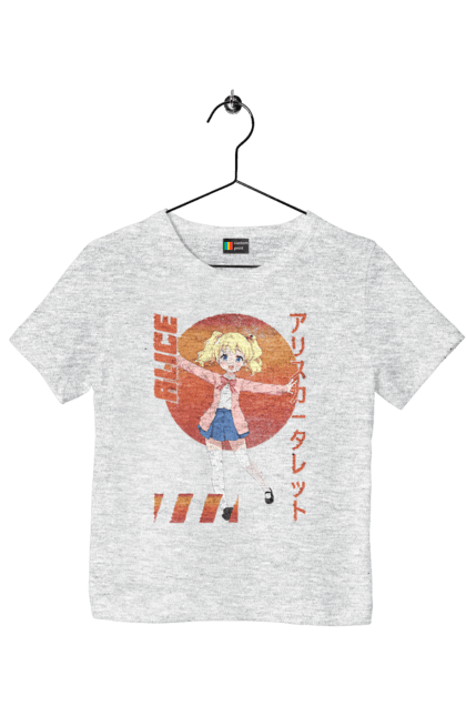 Children's t-shirt with prints Kiniro Mosaic Alice Cartelet. Alice, alice cartelet, anime, gold mosaic, kiniro mosaic, kinmoza, manga. 2070702