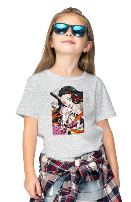 Children's t-shirt with prints Demon Slayer Nezuko. Anime, demon slayer, kimetsu no yaiba, manga, nezuko, serial. 2070702