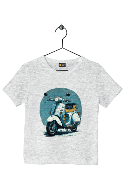 Children's t-shirt with prints Scooter. Moped, scooter, speed, summer, vacation. 2070702