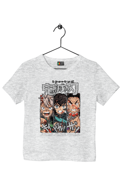 Children's t-shirt with prints Demon Slayer Sanemi Muichiro Gyomei. Anime, demon slayer, gyomei, himejima, kimetsu no yaiba, manga, muichiro, sanemi. 2070702