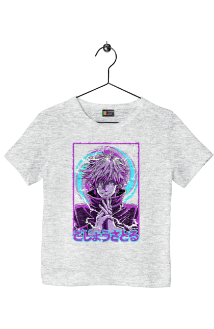 Children's t-shirt with prints Jujutsu Kaisen Gojo. Anime, dark fantasy, gojo, jujutsu kaisen, magic battle, manga, mystic. 2070702