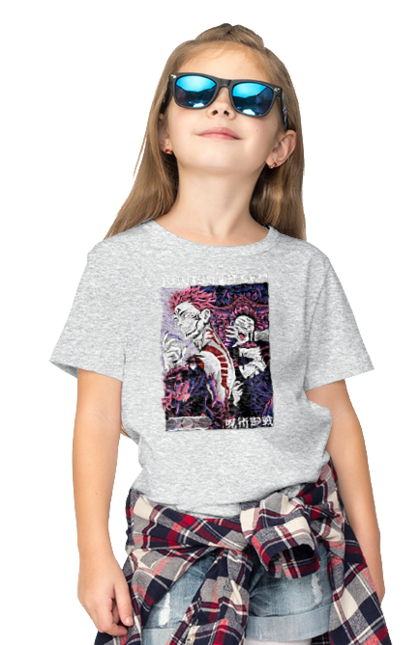 Children's t-shirt with prints Jujutsu Kaisen Sukuna. Anime, dark fantasy, jujutsu kaisen, magic battle, manga, mystic, sukuna. 2070702