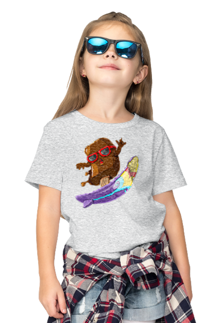 Children's t-shirt with prints Morozhenko On The Surf. Glasses, ice cream, summer, surfing. 2070702