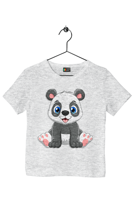 Футболка дитяча з принтом "Веселий Панда". Ведмідь, веселий панда, дитячі, панда, тварини. CustomPrint.market