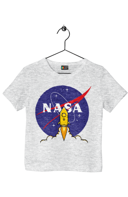 Children's t-shirt with prints NASA. Aeronautics, astronautics, aviation, nasa, research, rocket, science, space, technologies, usa. 2070702