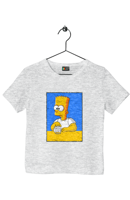 Children's t-shirt with prints Bart is a beer lover. Bart, bart simpson, cartoon characters, cartoons, simpsons, ukrainian flag. 2070702