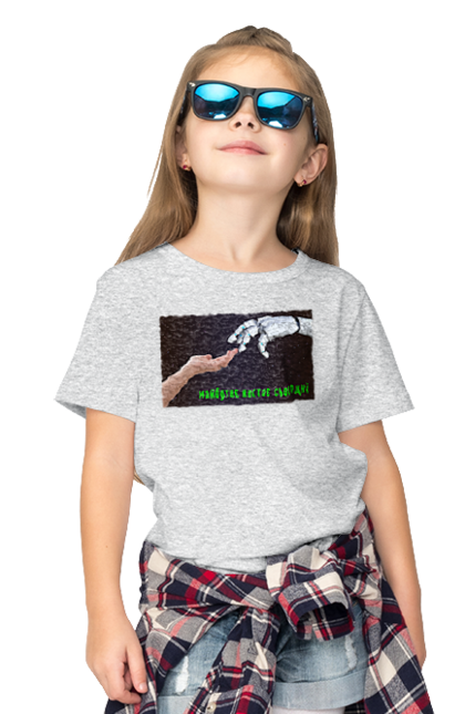 Футболка дитяча з принтом "Майбутнє Настає Сьогодні". Айті, айтішник, андроїд, гик, жінка, знання, інженер, інтелект, кібер, кібернетика, кіборг, код, комп, комп`ютерник, машинне навчання, мікросхема, мозок, портрет, програміст, професіонал, професія, робот, роботехника, розробник, розум, хакер, штучний інтелект, штучний розум. 2070702