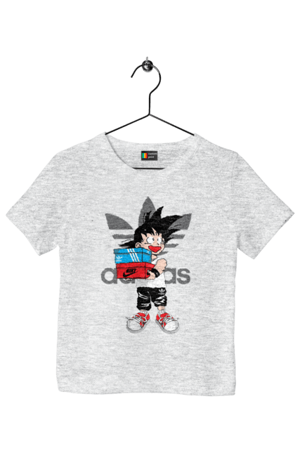 Футболка детская с принтом Adidas Сон Гоку. Adidas, anime, dragon ball, son goku, адидас, аниме, гоку, жемчуг дракона, манга, сон гоку. 2070702