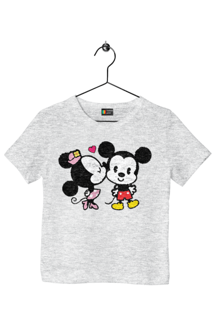 Футболка детская с принтом Микки Маус и Минни Маус. Mickey mouse, minnie mouse, дисней, микки, микки маус, минни маус, мультфильм. 2070702