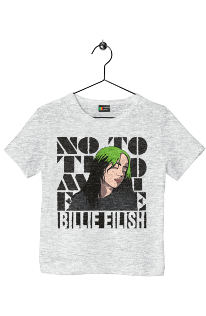 Футболка дитяча з принтом "Біллі Айліш". Біллі айліш, логотип біллі айліш, принт біллі айліш, співачка біллі айліш. 2070702
