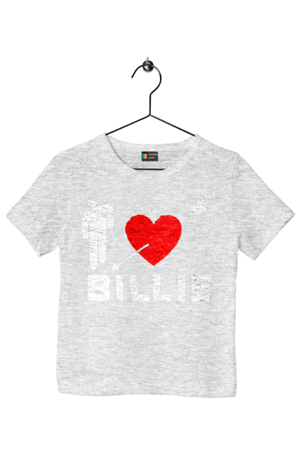 Футболка дитяча з принтом "Біллі Айліш". Біллі айліш, логотип біллі айліш, принт біллі айліш, співачка біллі айліш. 2070702