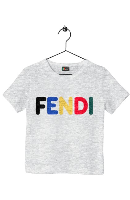 Футболка дитяча з принтом "Fendi". Fendi, lvmh, бренд, будинок моди, італія, люкс, мода, одяг, сумка, фенді. 2070702