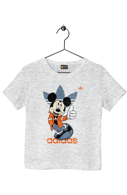 Футболка детская с принтом Adidas Микки Маус. Adidas, mickey mouse, адидас, дисней, микки, микки маус, мультфильм. 2070702