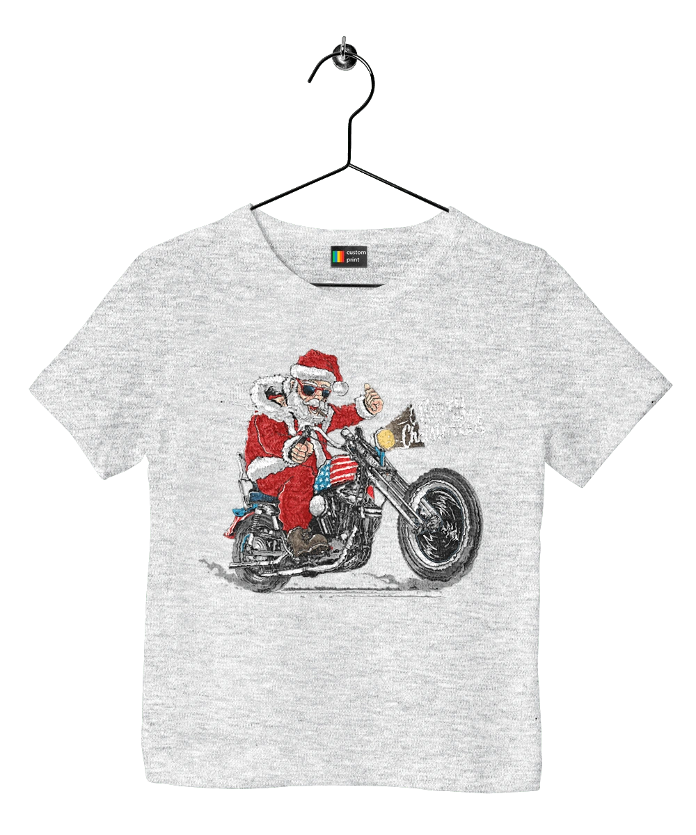 Санта в очках на мотоцикле