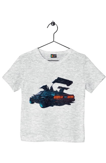 Children's t-shirt with prints DeLorean from back to the future. Car, delorean, from film. 2070702