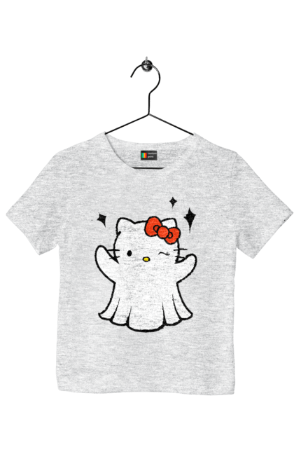 Children's t-shirt with prints Hello Kitty Halloween. Brand, cat, character, ghost, halloween, hello kitty, kitten, kitty. 2070702