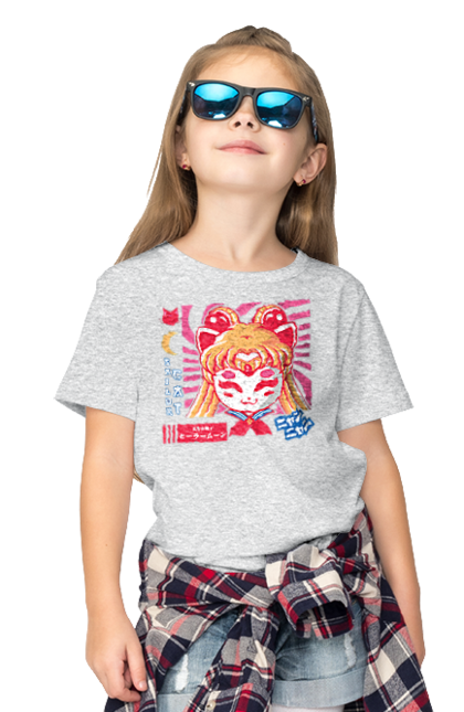 Children's t-shirt with prints Sailor Moon Cat. Anime, cat, drama, magical girl, sailor moon, tv series, usagi tsukino. 2070702