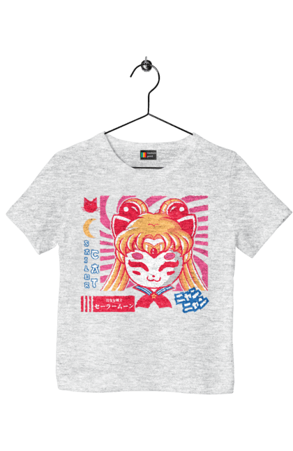 Children's t-shirt with prints Sailor Moon Cat. Anime, cat, drama, magical girl, sailor moon, tv series, usagi tsukino. 2070702