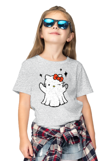 Children's t-shirt with prints Hello Kitty Halloween. Brand, cat, character, ghost, halloween, hello kitty, kitten, kitty. 2070702