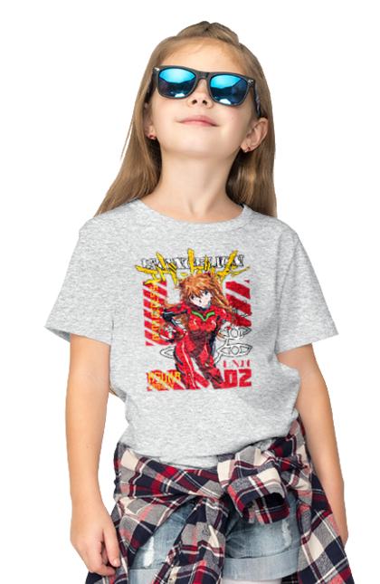 Футболка дитяча з принтом "Evangelion". Аніме, єва, євангеліон, манга, нерв. Funkotee
