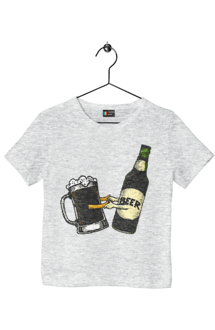 Children's t-shirt with prints Bottle Of Beer With A Glass Of Beer. Beer, bottle, wineglass. 2070702