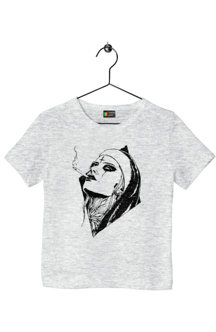 Children's t-shirt with prints Nun. Cigarettes, cool, girl, tattoo. 2070702