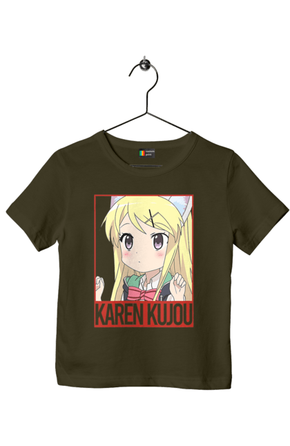 Children's t-shirt with prints Kiniro Mosaic Karen Kujo. Anime, gold mosaic, karen, karen kujo, kiniro mosaic, kinmoza, manga. 2070702