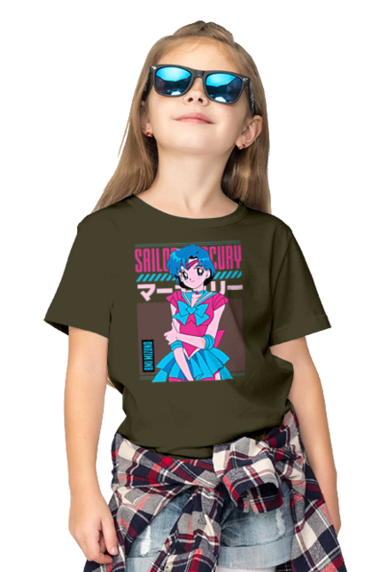 Children's t-shirt with prints Sailor Moon Mercury. Ami mizuno, anime, drama, magical girl, sailor mercury, sailor moon, tv series. 2070702