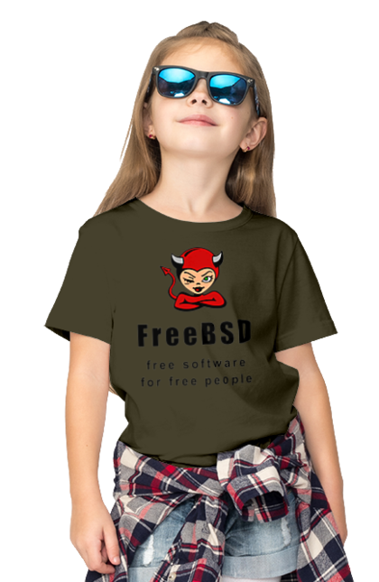 Футболка дитяча з принтом "Freebsd Для Вільних". Bsd, freebsd, unix, адміністратор, айті, айтішник, безкоштовна, безкоштовно, бестія, вільна, демон, демонесса, доступність, незалежність, операційна система, ос, програміст, програмне забезпечення, свобода, сисадмін, система, системний адміністратор, софт, текст, червоний, чорний. 2070702