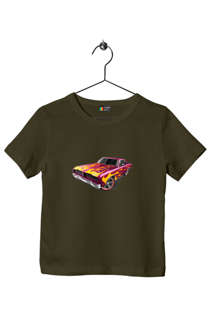 Children's t-shirt with prints Custom car. Airbrushing, auto, by custom, car, fire, flame, machine, tuning. 2070702