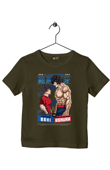 Children's t-shirt with prints Hanma Baki. Anime, baki fighter, hanma baki, manga, martial arts, tv series. 2070702