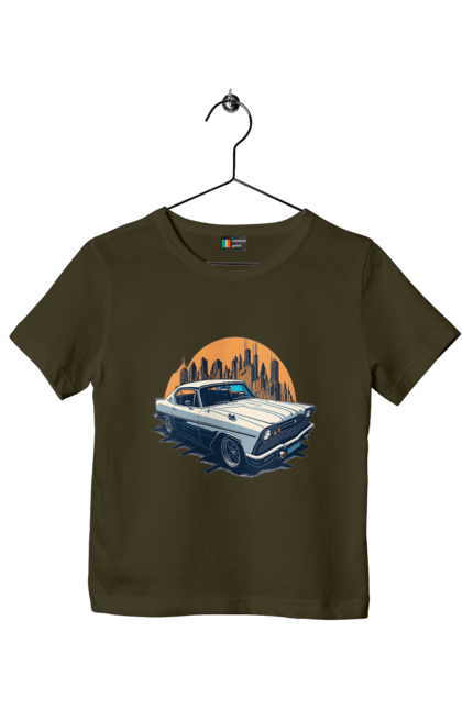 Футболка дитяча з принтом "Вінтажне зображення авто". Автомобіль, вінтажне зображення, місто. 2070702