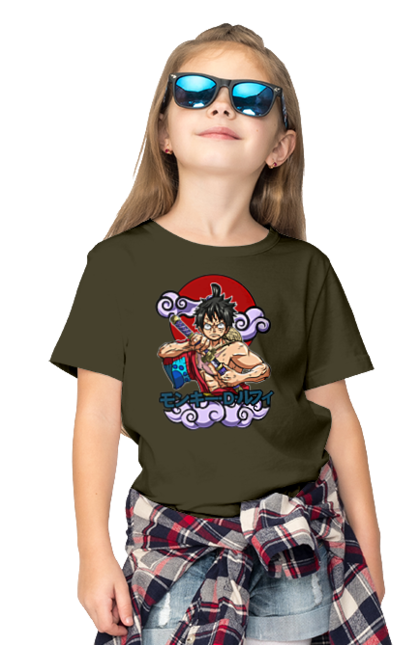 Children's t-shirt with prints One Piece Luffy. Anime, luffy, manga, monkey de luffy, one piece, pirates. 2070702