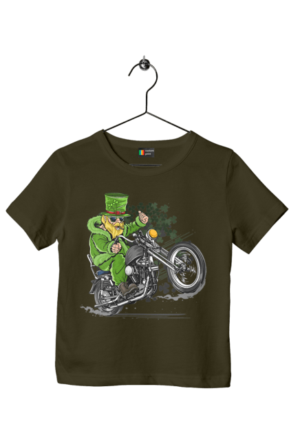 Children's t-shirt with prints Patrick On A Motorcycle. Holiday, motorcycle, patrick. 2070702