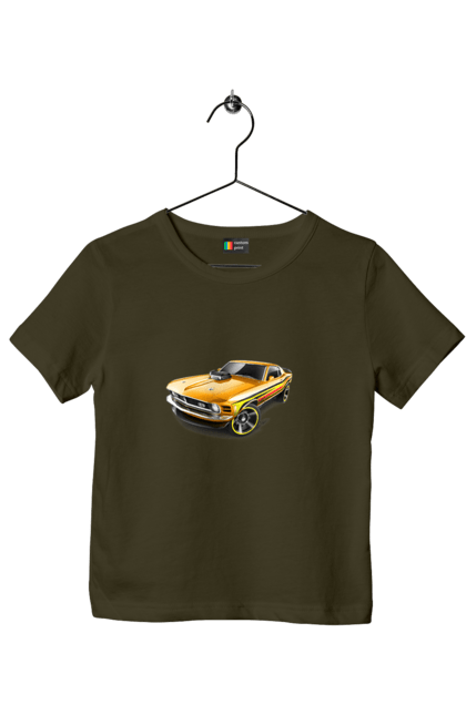 Футболка дитяча з принтом "Форд мустанг". Американська легенда, жовтий мустанг, культове авто, мустанг, потужне авто, форд мустанг, шелбі. 2070702