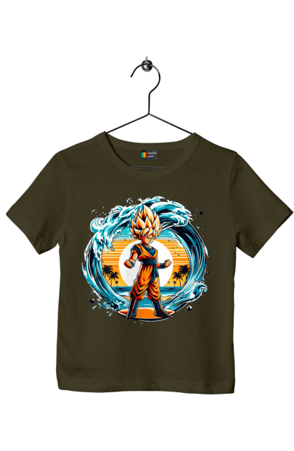 Футболка детская с принтом Жемчуг дракона Сон Гоку. Anime, dragon ball, manga, son goku, tv series, аниме, гоку, жемчуг дракона, манга, сон гоку. 2070702