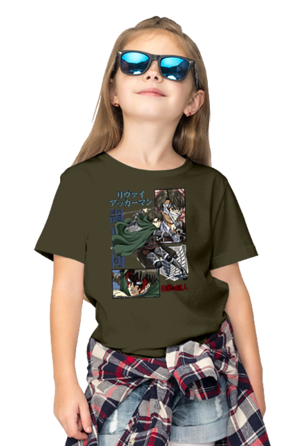 Children's t-shirt with prints Attack on Titan Levi. Ackerman, anime, attack on titan, levi, manga, shingeki no kyojin, survey corps. 2070702