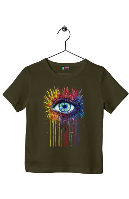 Футболка дитяча з принтом "Барвисто Тече Око". Очей, фарби. 2070702