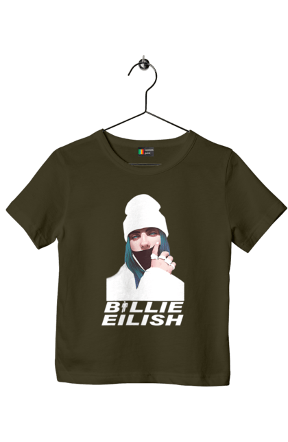 Футболка дитяча з принтом "Біллі Айліш". Біллі айліш, логотип біллі айліш, принт біллі айліш, співачка біллі айліш. 2070702