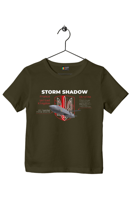 Футболка детская с принтом Storm Shadow. F16, nasams, storm shadow, zuzana, гаубица, два герба, залужный, сюзанно. 2070702