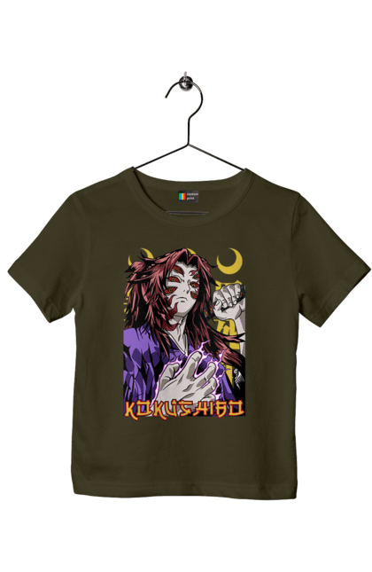 Children's t-shirt with prints Demon Slayer Kokushibo. Anime, demon slayer, eternal paradise faith, kimetsu no yaiba, kokushibo, manga, nezuko, twelve kizuki, upper rank six. 2070702