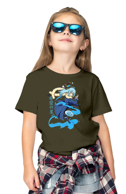 Children's t-shirt with prints Regarding Reincarnated to Slime. Anime, manga, reincarnated to slim, reincarnated to slime, rimuru, rimuru tempest, short story, slime. 2070702