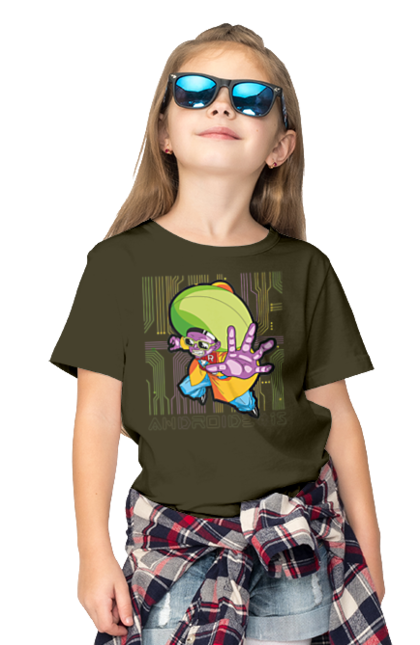 Children's t-shirt with prints Dragon Ball Android 15. Android 15, anime, cyborg, dragon ball, manga, tv series. 2070702